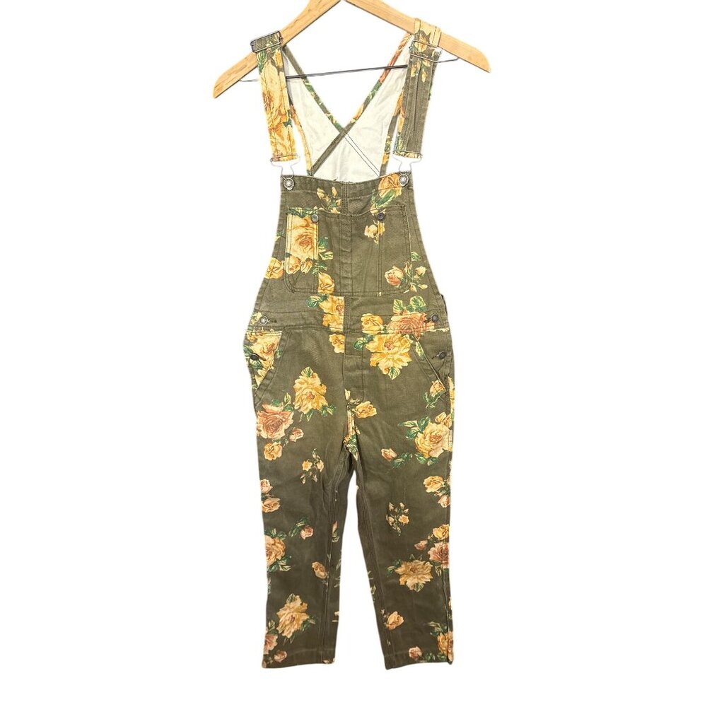 Free People Floral Overalls in Green and Pink Size 25